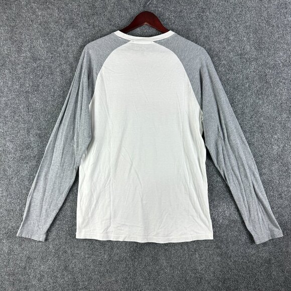 Travis Mathew Tee Shirt Mens Medium Cotton Long Sleeve White Gray Colorblock - Picture 7 of 8